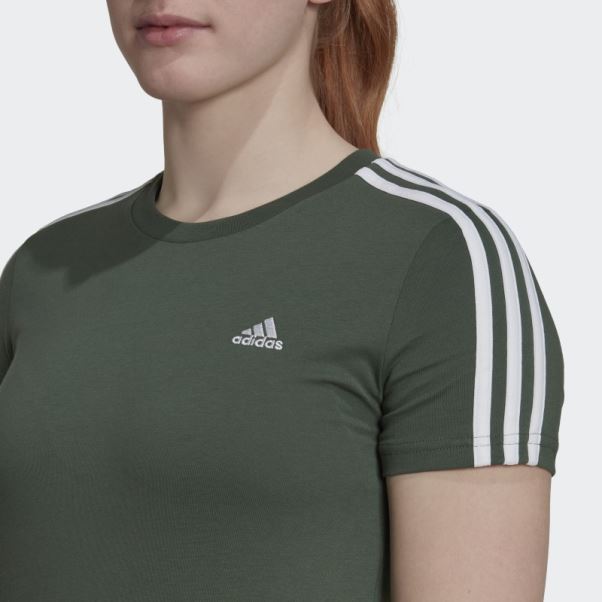T-shirt Slim à 3 Bandes Adidas Green Oxide Essentials