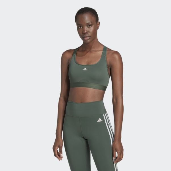 Soutien-gorge D'entraînement à Maintien Moyen Vert Oxyde Powerreact Adidas