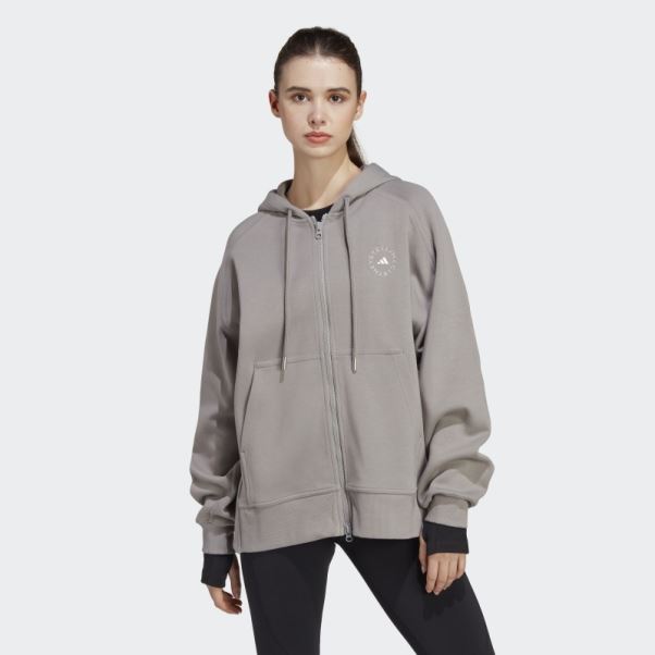 Dove Gris Adidas By Stella Mccartney Sweat à Capuche Zippé Mode