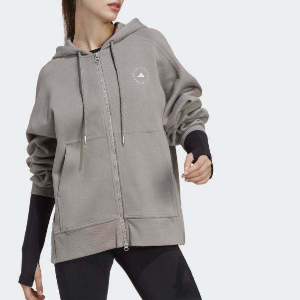 Dove Gris Adidas By Stella Mccartney Sweat à Capuche Zippé Mode