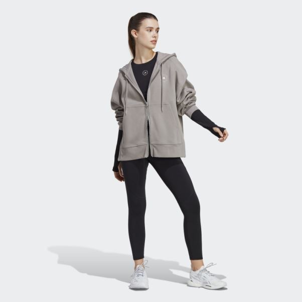 Dove Gris Adidas By Stella Mccartney Sweat à Capuche Zippé Mode