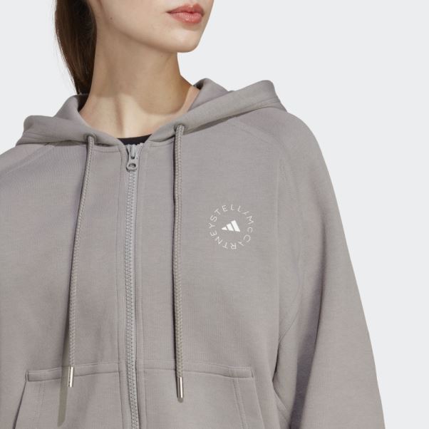 Dove Gris Adidas By Stella Mccartney Sweat à Capuche Zippé Mode
