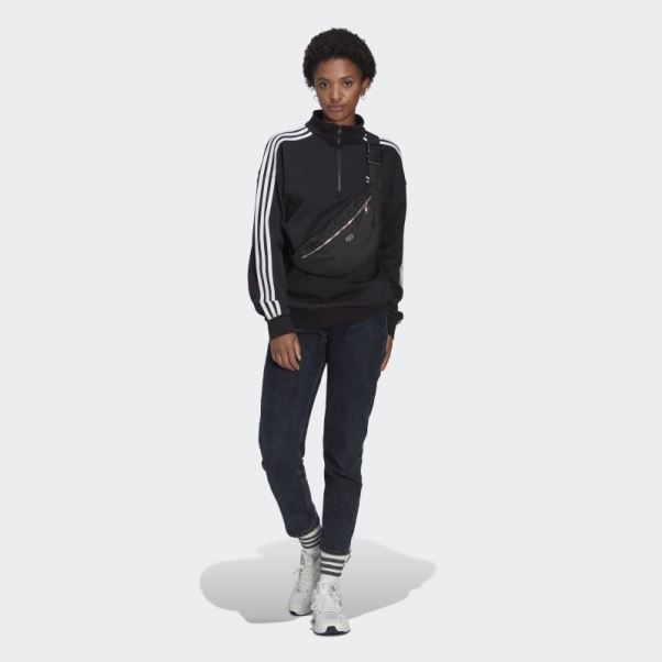 Sweat Adidas Adicolor Trefoil Quart Zip Noir