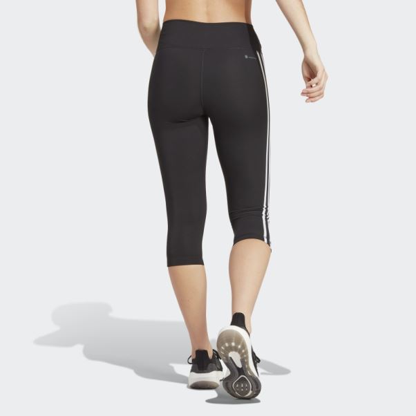 Train Essentials Legging 3/4 Taille Haute 3 Bandes Noir Adidas