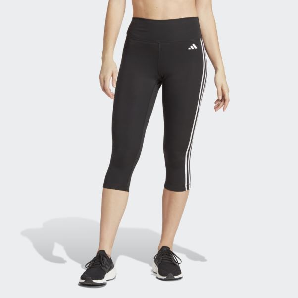 Legging 3/4 Taille Haute 3 Bandes Train Essentials Noir Adidas