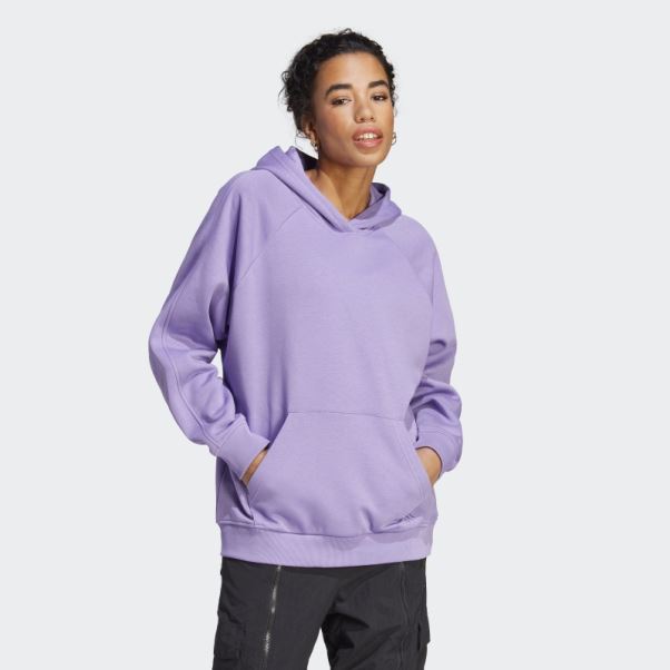 Sweat à Capuche Boyfriend Violet Adidas All Szn Polaire