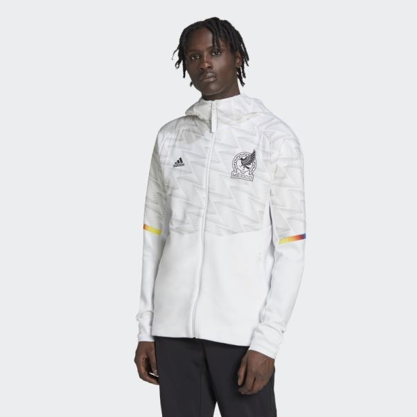 Adidas Mexico Game Day Sweat à Capuche De Voyage Entièrement Zippé Blanc