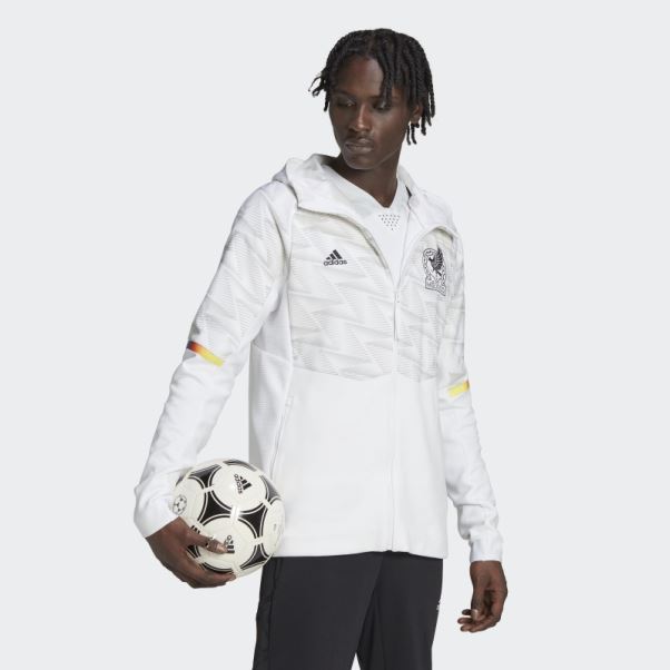 Adidas Mexico Game Day Sweat à Capuche De Voyage Entièrement Zippé Blanc