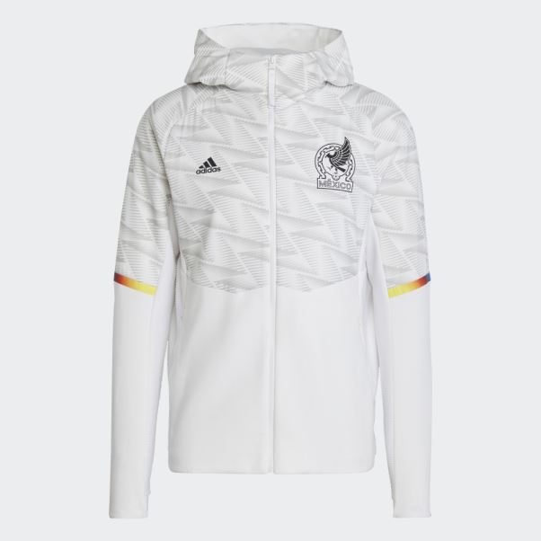 Adidas Mexico Game Day Sweat à Capuche De Voyage Entièrement Zippé Blanc
