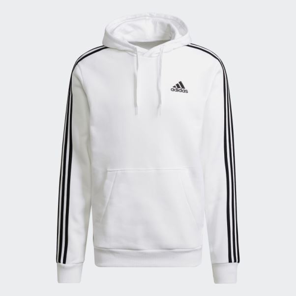 Sweat à Capuche Adidas Essentials 3 Bandes En Polaire Blanc
