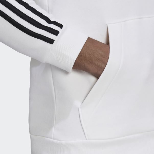 Sweat à Capuche Adidas Essentials 3 Bandes En Polaire Blanc