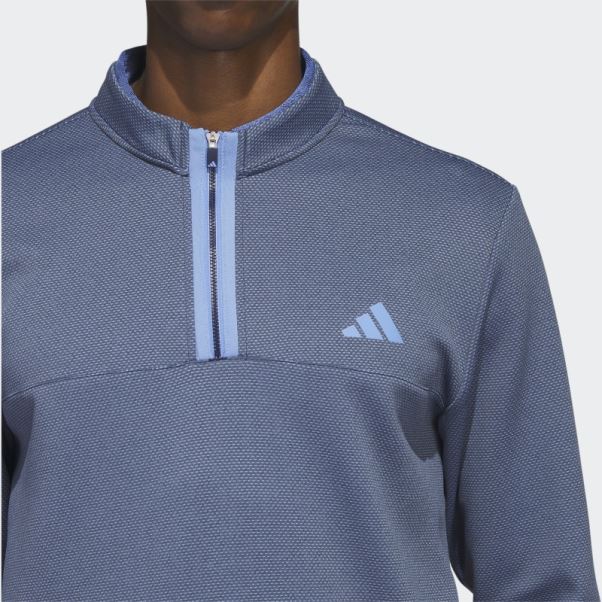 Pull De Golf Adidas Microdot 1/4-zip Bleu Marine