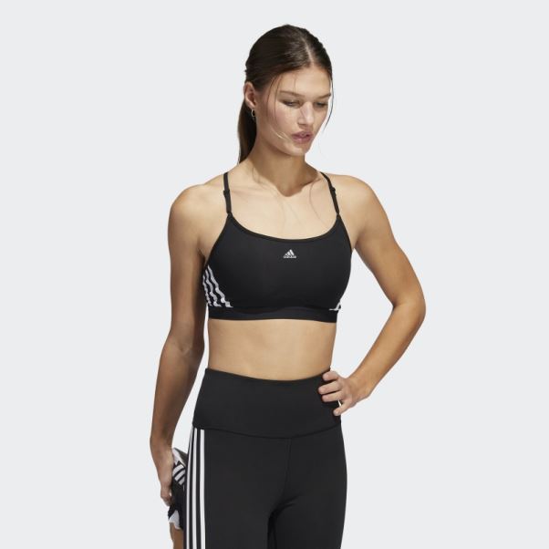 Soutien-gorge à 3 Bandes à Maintien Léger Adidas Aeroreact Training Noir Mode