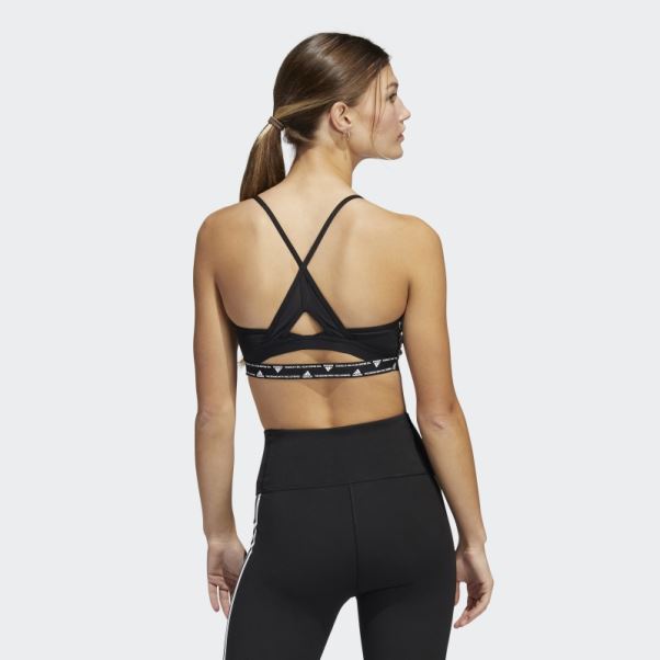 Soutien-gorge Adidas Aeroreact Training Light-support 3-stripes Noir Chaud