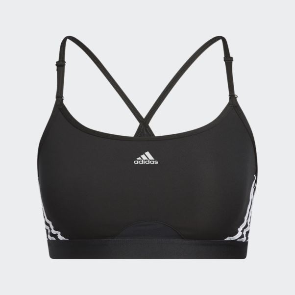 Soutien-gorge Adidas Aeroreact Training Light-support 3-stripes Noir Chaud