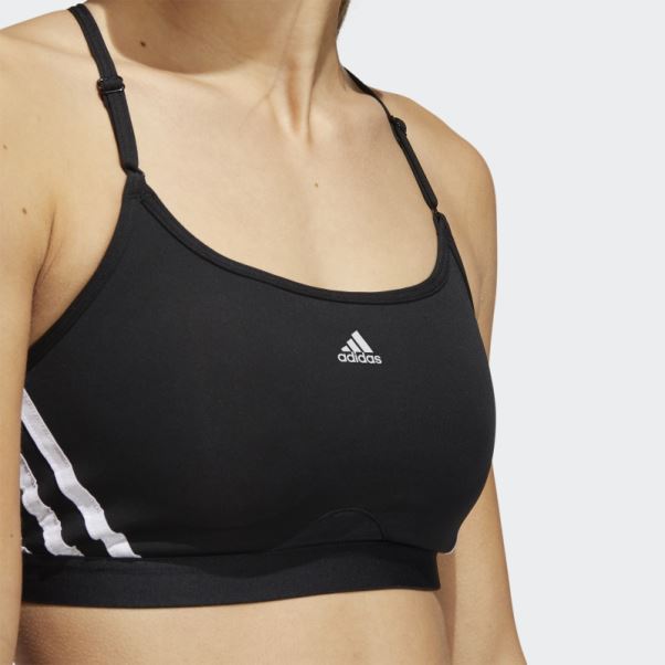 Soutien-gorge Adidas Aeroreact Training Light-support 3-stripes Noir Chaud