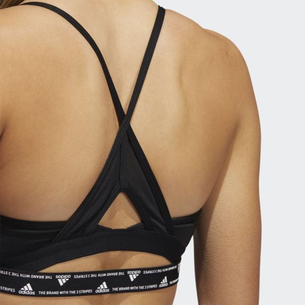 Soutien-gorge Adidas Aeroreact Training Light-support 3-stripes Noir Chaud