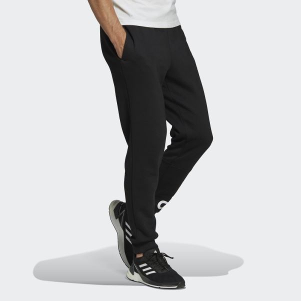 Pantalon Adidas Essentials Fleece Tapered Cuff Logo Noir