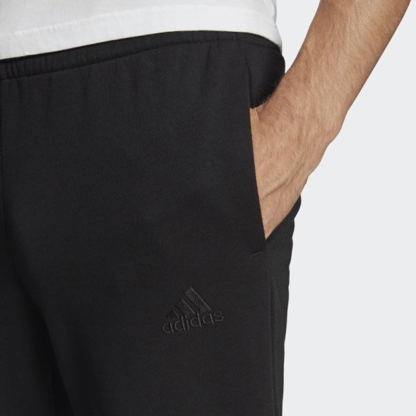 Pantalon Adidas Essentials Fleece Tapered Cuff Logo Noir
