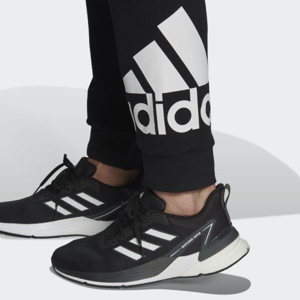 Pantalon Adidas Essentials Fleece Tapered Cuff Logo Noir