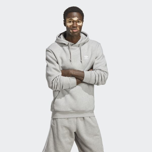 Sweat à Capuche Gris Moyen Trèfle Essentials Adidas