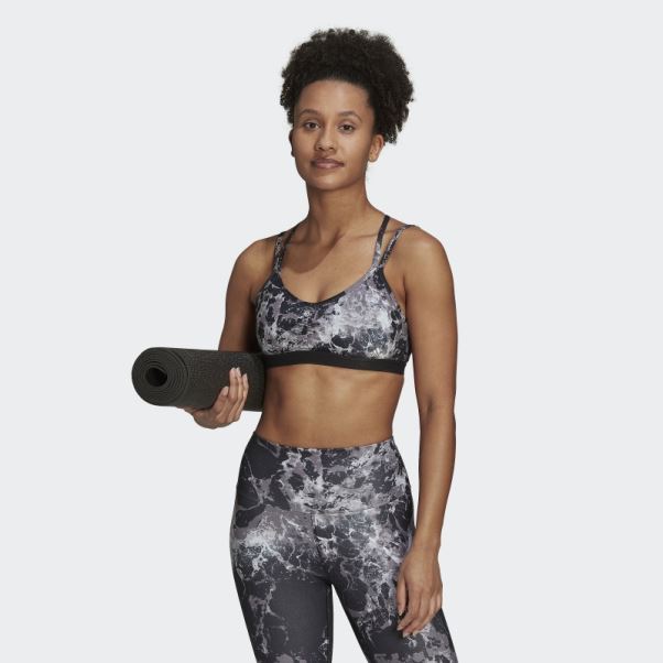 Yoga Essentials Soutien-gorge Imprimé Allover Light-support Studio Noir Adidas