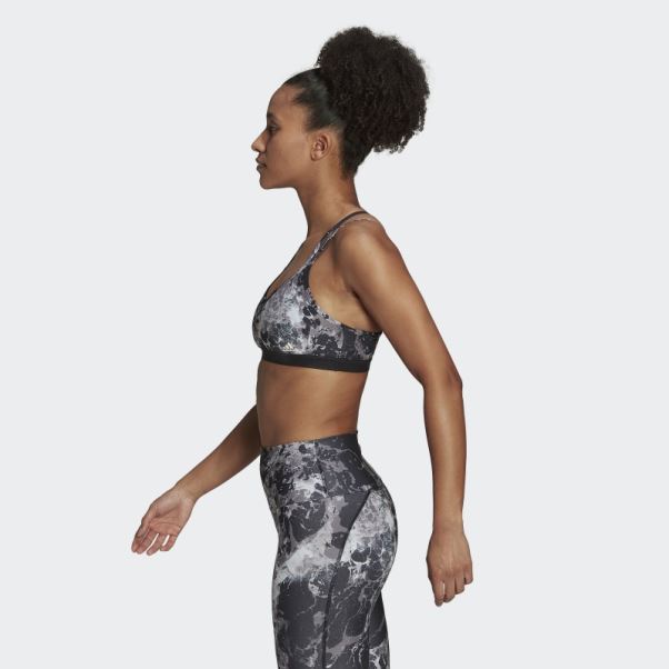 Yoga Essentials Soutien-gorge Imprimé Allover Light-support Studio Noir Adidas