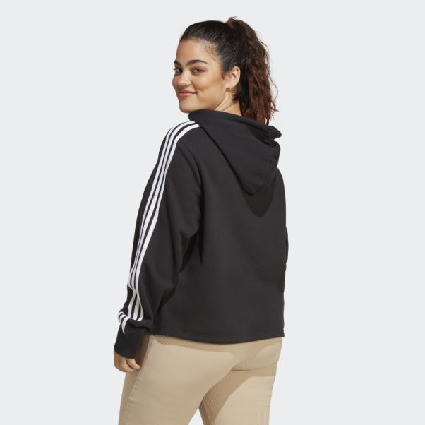 Adidas Essentials 3-stripes French Terry Crop Hoodie (taille Plus) Noir