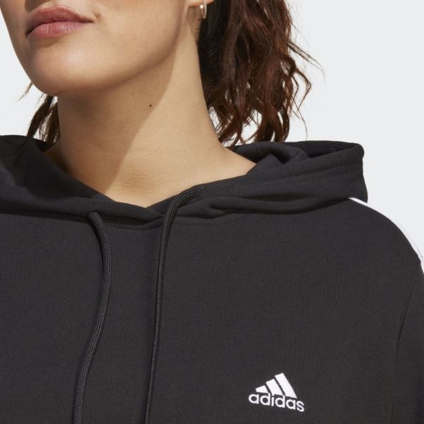 Adidas Essentials 3-stripes French Terry Crop Hoodie (taille Plus) Noir