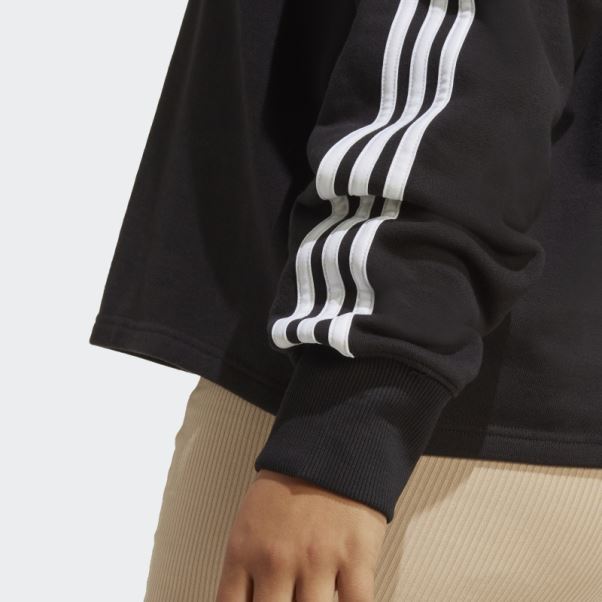 Adidas Essentials 3-stripes French Terry Crop Hoodie (taille Plus) Noir