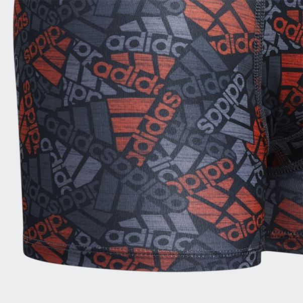 Adidas Boxer Orange Sport Performance Graphique 4 Paires