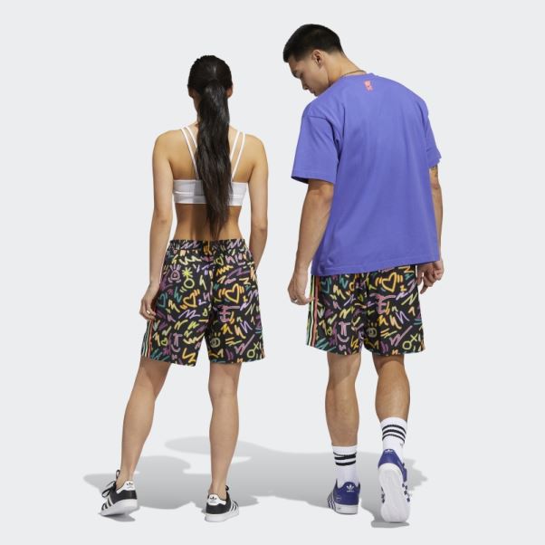 Love Unites Short Tissé à Imprimé Doodle (non Genré) Adidas Multicolore