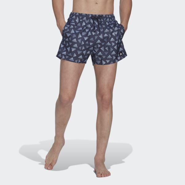 Short De Bain Clx Imprimé Logo Adidas Bleu Marine Très Court