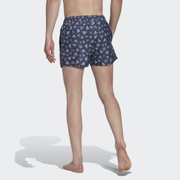 Short De Bain Clx Imprimé Logo Adidas Bleu Marine Très Court
