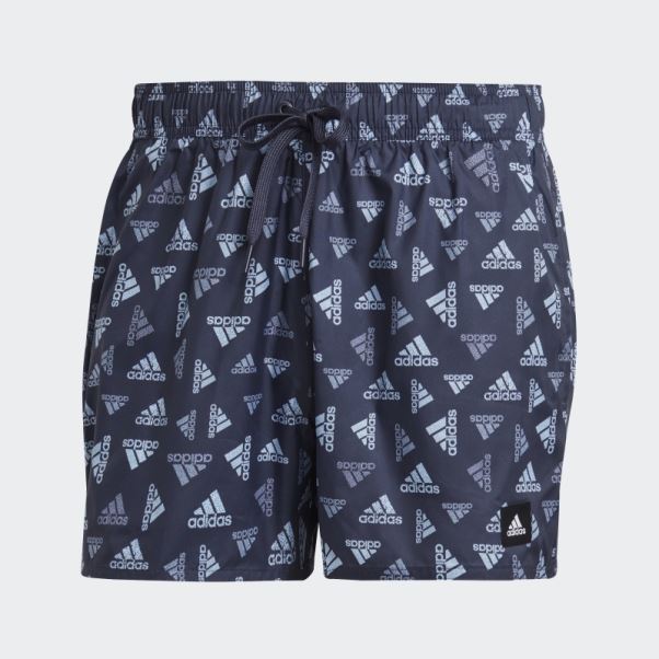 Short De Bain Clx Imprimé Logo Adidas Bleu Marine Très Court