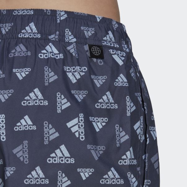 Short De Bain Clx Imprimé Logo Adidas Bleu Marine Très Court