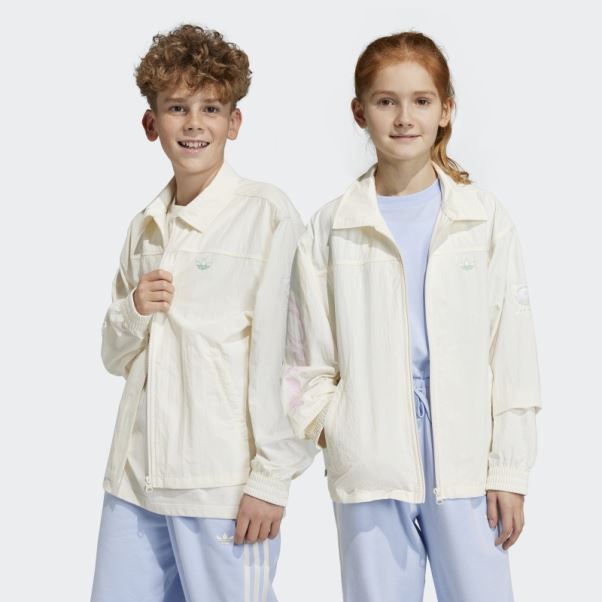 Adidas Veste à Imprimé Graphique Tissé Blanc