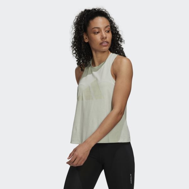 Vert Train Icônes 3 Barre Logo Débardeur Adidas