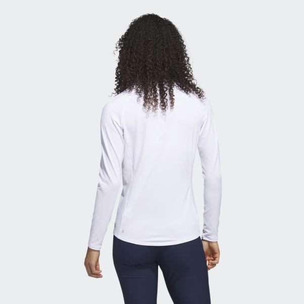 Polo De Golf à Manches Longues Et Quart De Zip Blanc Adidas
