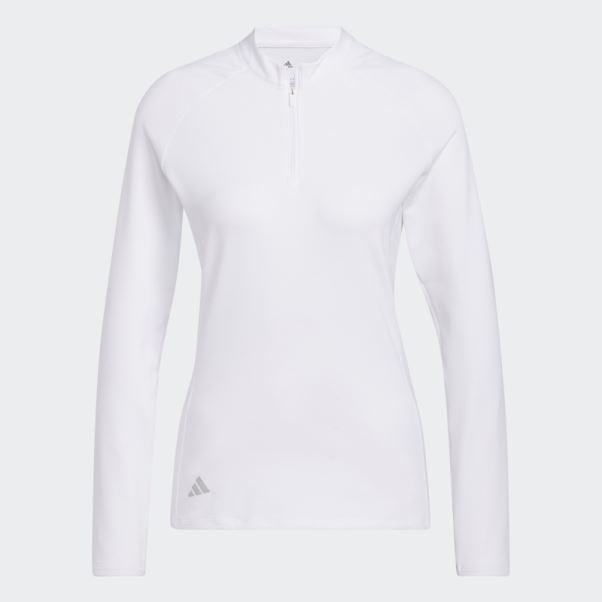 Polo De Golf à Manches Longues Et Quart De Zip Blanc Adidas