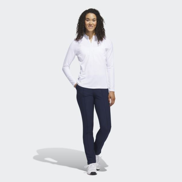 Polo De Golf à Manches Longues Et Quart De Zip Blanc Adidas