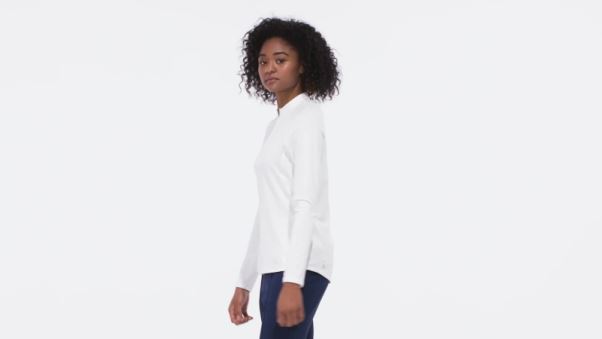 Polo De Golf à Manches Longues Et Quart De Zip Adidas Blanc