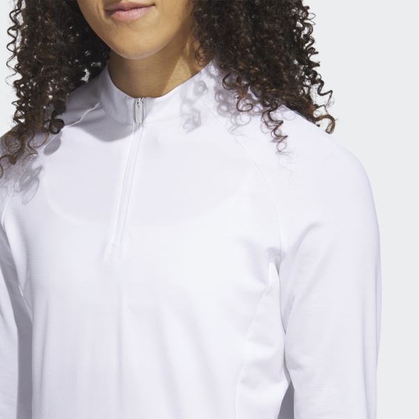 Polo De Golf à Manches Longues Et Quart De Zip Adidas Blanc