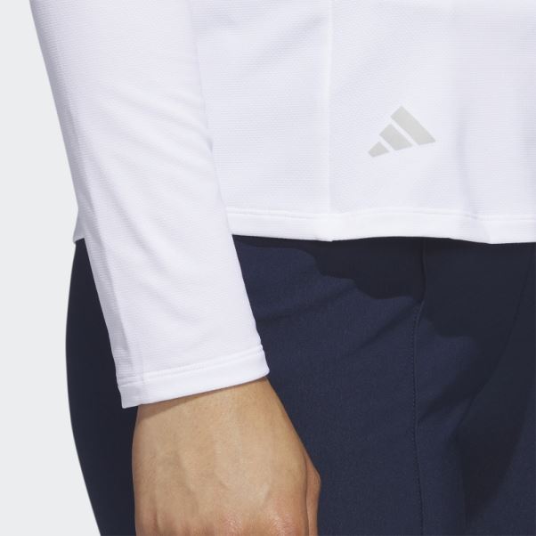 Polo De Golf à Manches Longues Et Quart De Zip Adidas Blanc