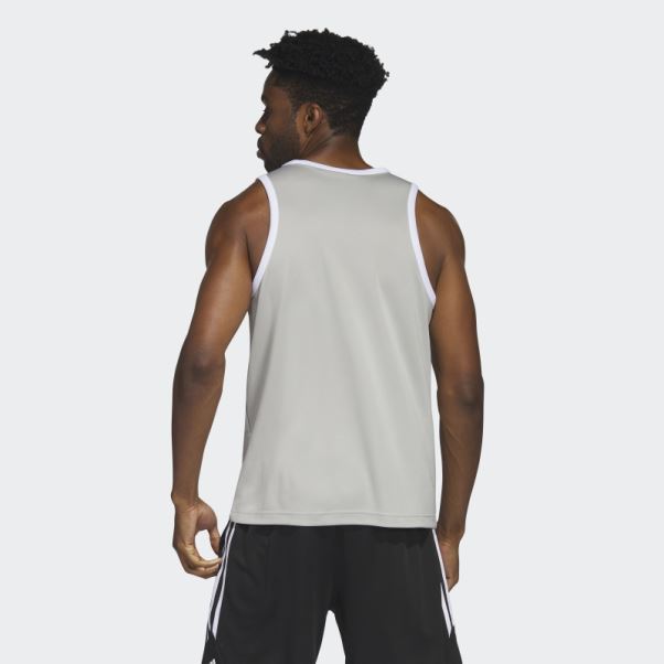 Adidas Basketball 3-stripes Débardeur Mode Métal Gris