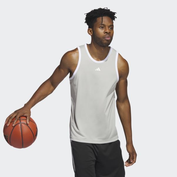Adidas Basketball 3-stripes Débardeur Mode Métal Gris