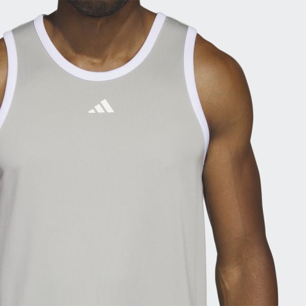 Débardeur Adidas Legends Basketball 3-stripes Gris Metal Mode