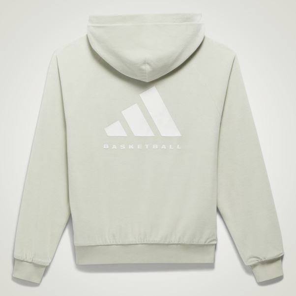 Sweat à Capuche En Velours Adidas Basketball Vert Chaud