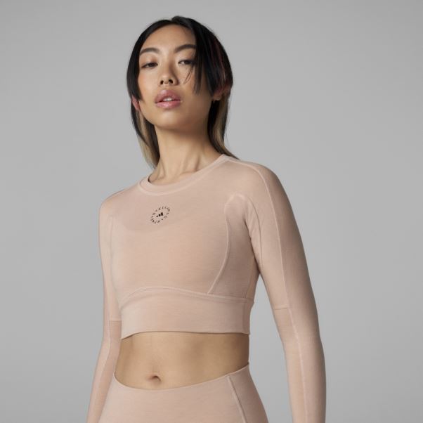 Adidas By Stella Mccartney Truestrength Cropped Manches Longues Cendre Perle Chaud
