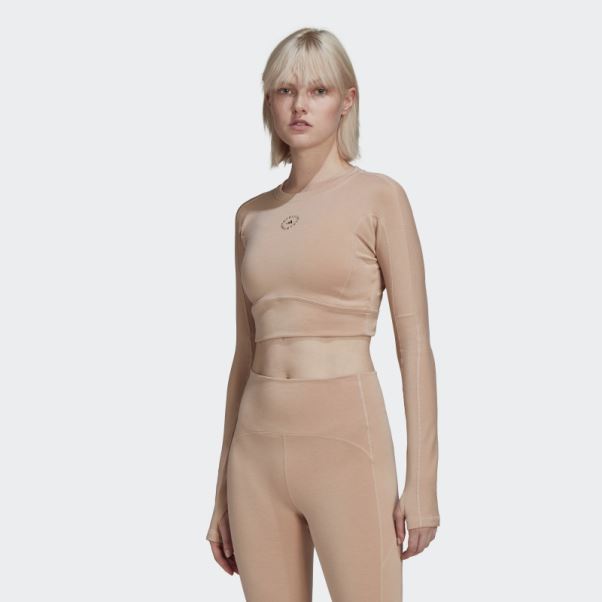 Adidas By Stella Mccartney Truestrength Cropped Manches Longues Cendre Perle Chaud